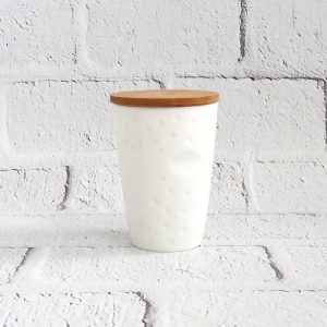 kubek ceramiczny biały z pokrywką