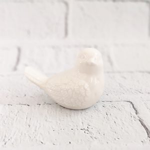 Ptak figurka ceramiczna biała